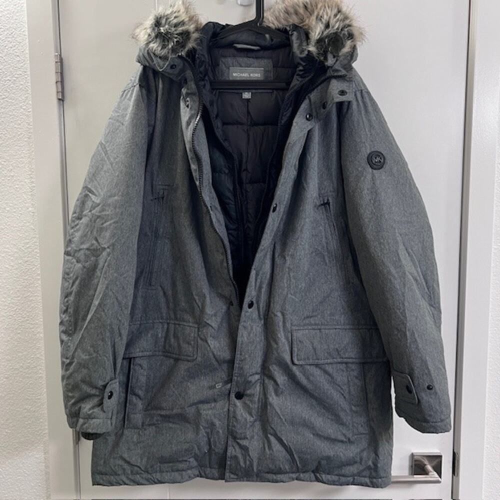 Michael Kors Men's Gray Insulated Puffer Oversized Parka Jacket SZ. XL
